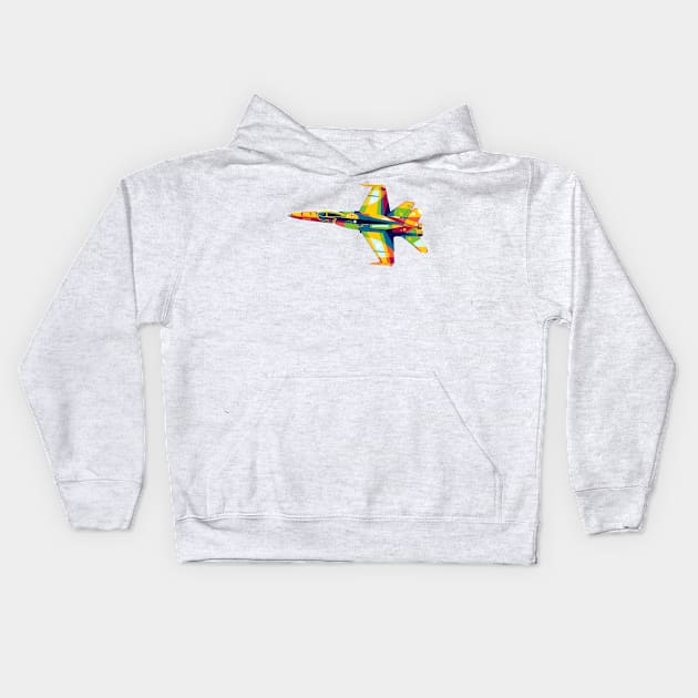 F/A-18 Hornet in Pop Art Kids Hoodie by wpaprint